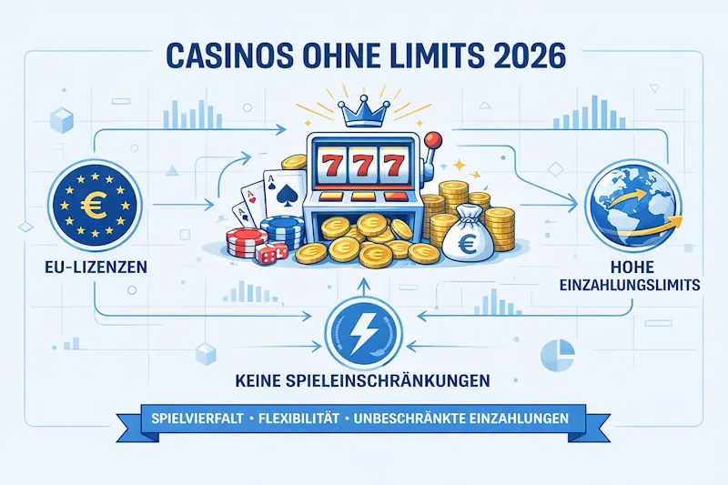 Casinos ohne Limit 2026 - Anbieter ohne Einschränkungen im Vergleich