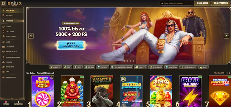 Realz: Neues online Casino ohne Limit mit schneller Auszahlung