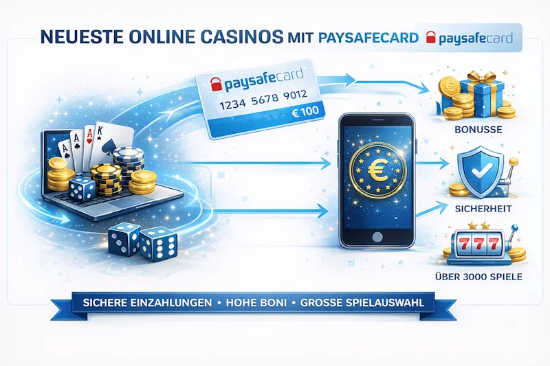Neueste Online Casinos mit Paysafecard – Einzahlung ohne Bankdaten