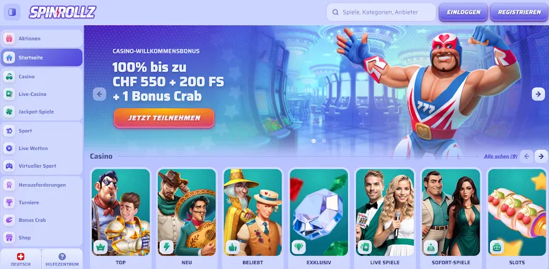 Spinrollz – Online Casino ohne 5-Sekunden-Regel mit großer Spielauswahl